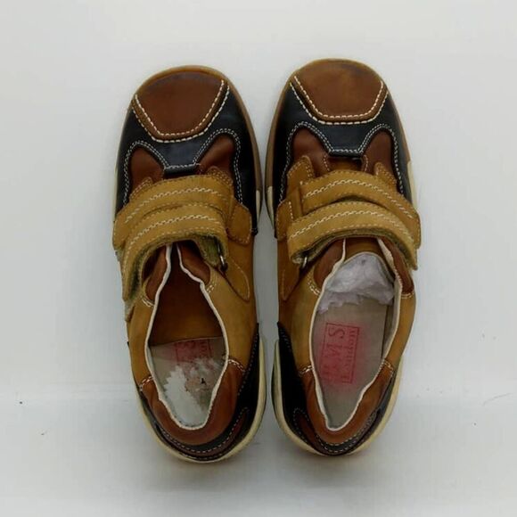 BMS London Boy's Pre-owned Two Tone Brown Leather Velcr@ Strap Sneakers - sz. 4 - Picture 3 of 5